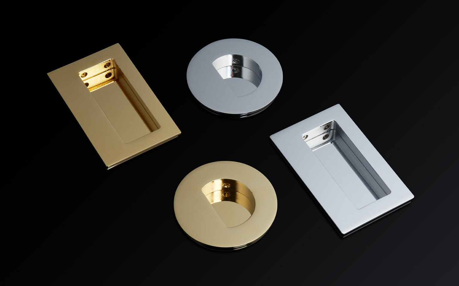 Brass Rectangular Flush Pull with Offset Pocket | Emtek