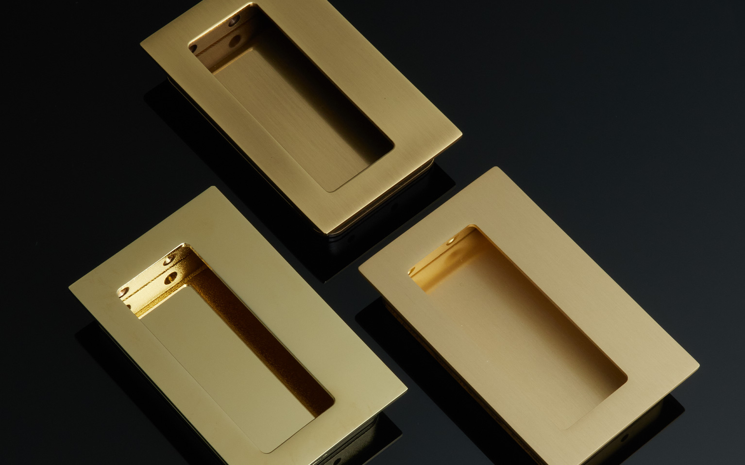Brass Rectangular Flush Pull with Offset Pocket | Emtek