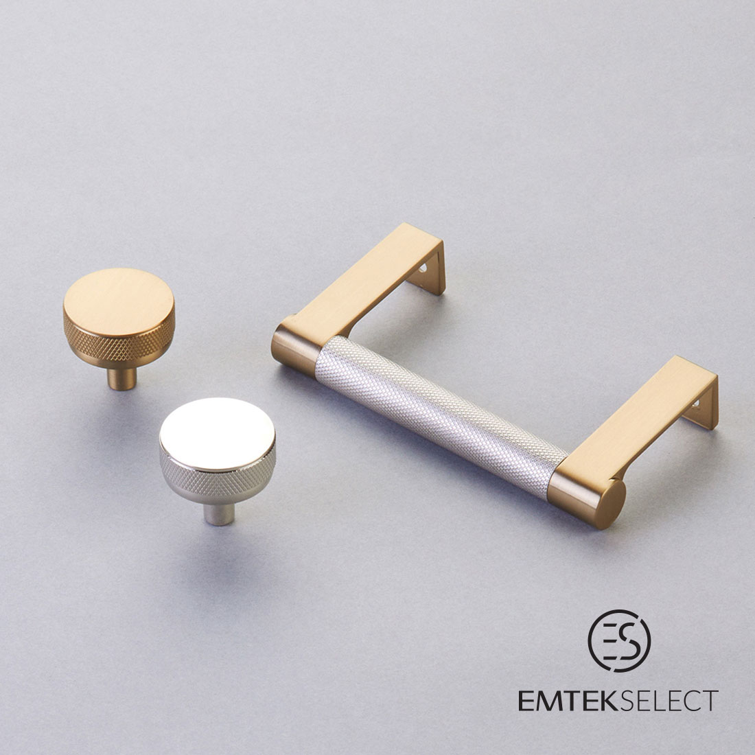 Emtek SELECT Conical Knurled Knob Disk Rosette Privacy Set Satin Brass -  5209-CCKNK-US4