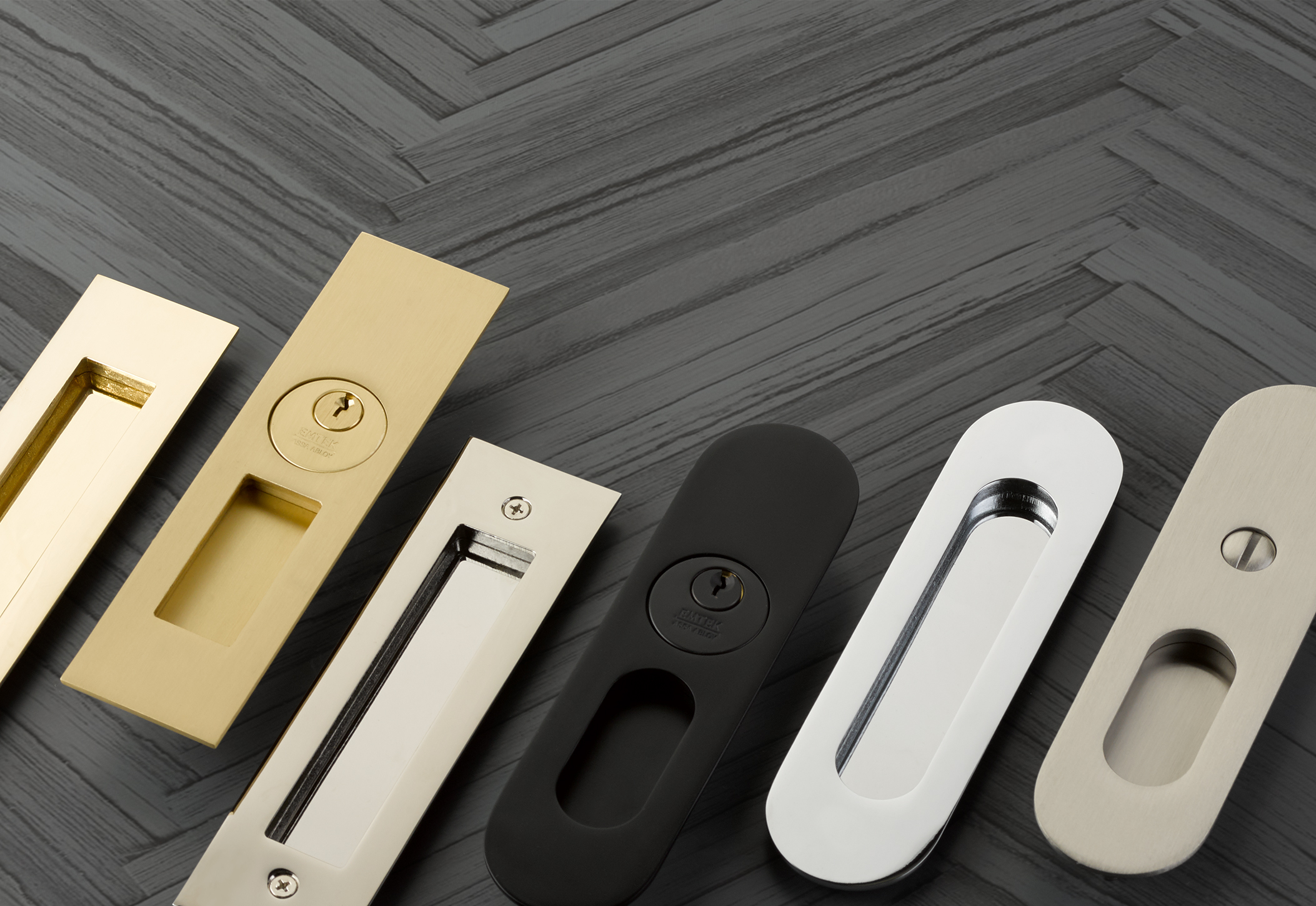 Narrow Modern Rectangular Pocket Door Mortise Lock | Emtek