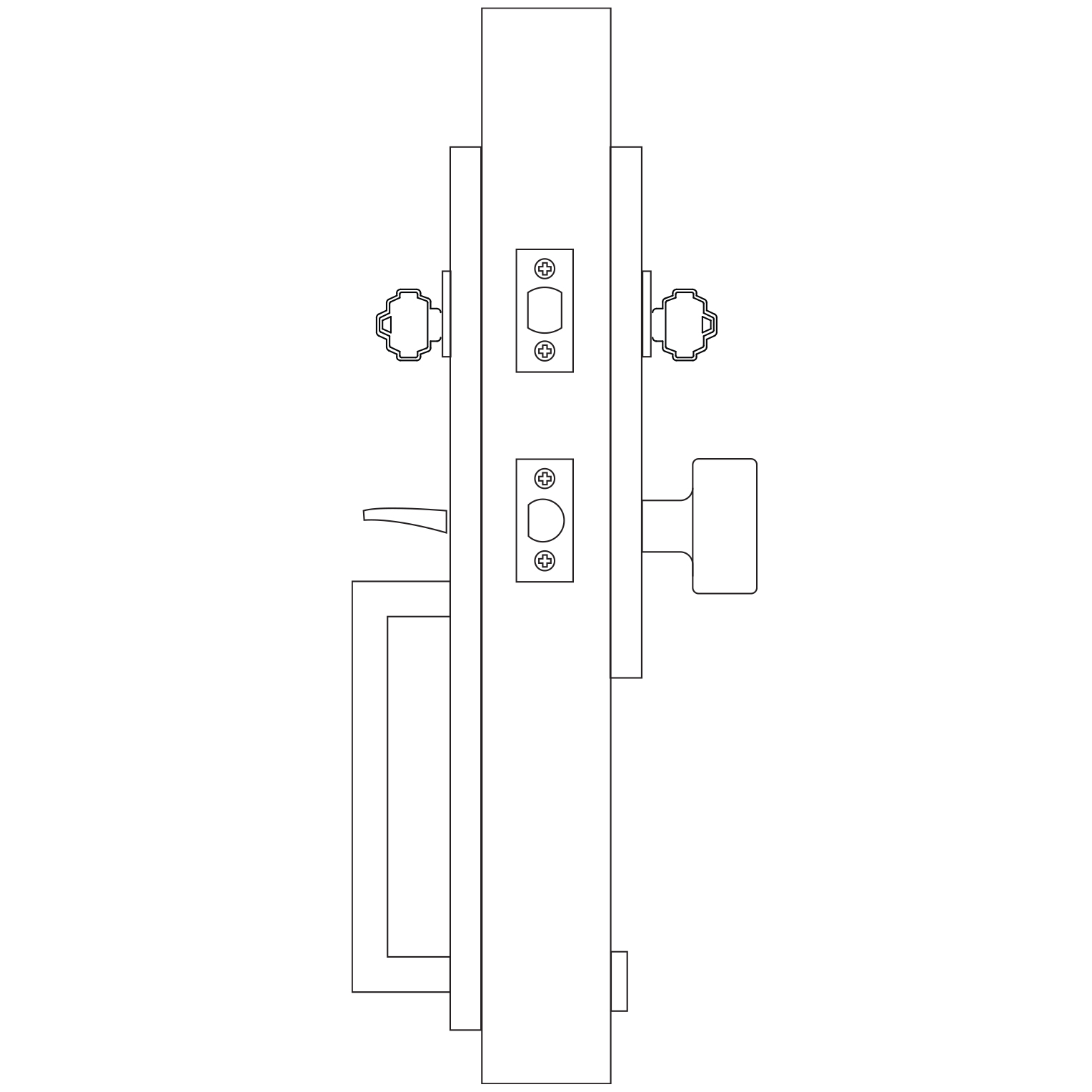 Emtek 4717US14.LSUS15.SMUS15A.RH Transitional Heritage Monolithic Tubular  Entry Set With Select Interior Handle