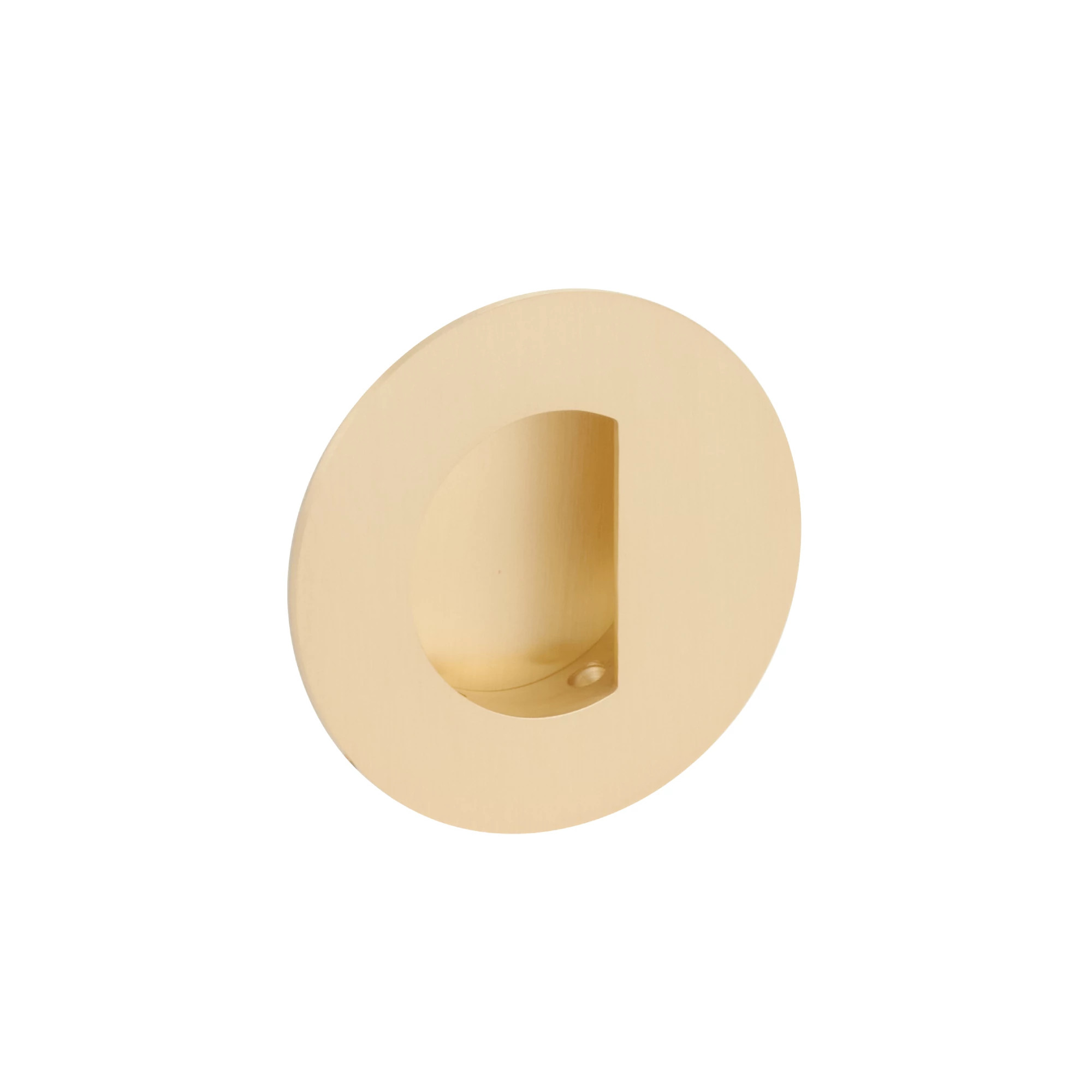 Brass Round Flush Pull with Half Moon Pocket