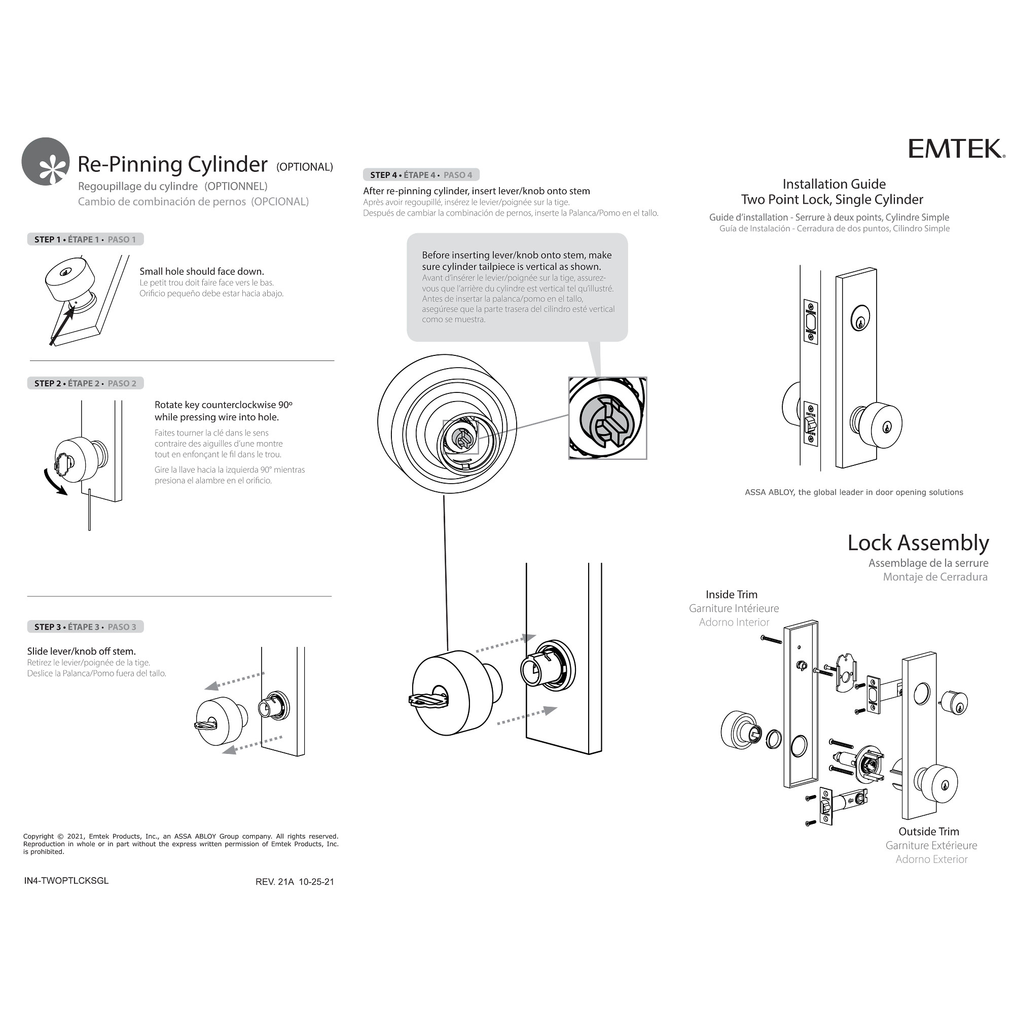 Modern Rectangular Two Point Lock Emtek