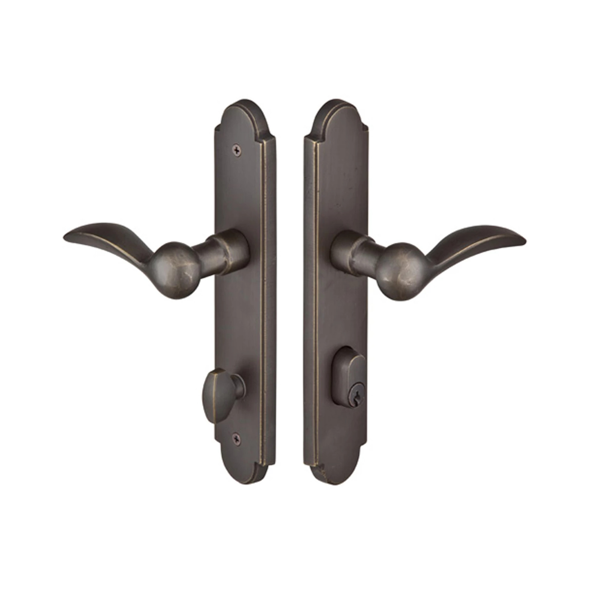 Sandcast Arched Stretto Keyed 10" Overall Narrow Trim Sideplate Lock