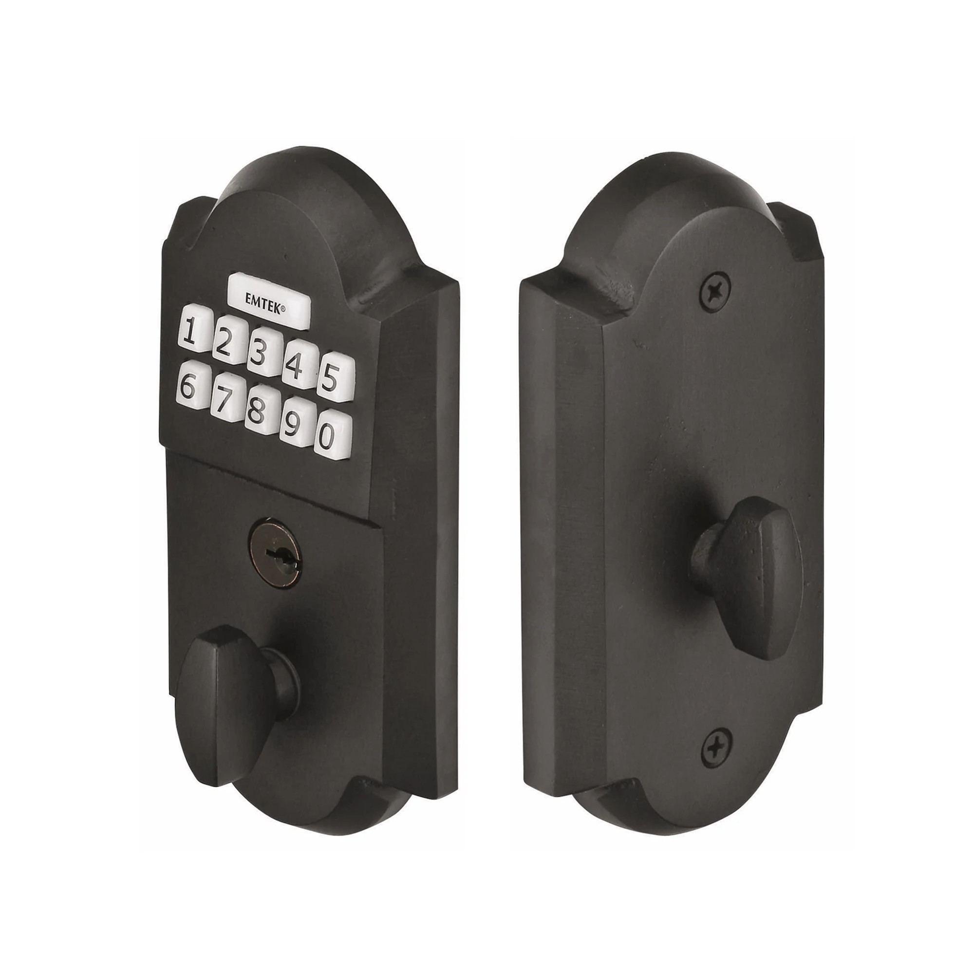 Ridgemont Sandcast Bronze with Flap Keyed Deadbolt | Emtek