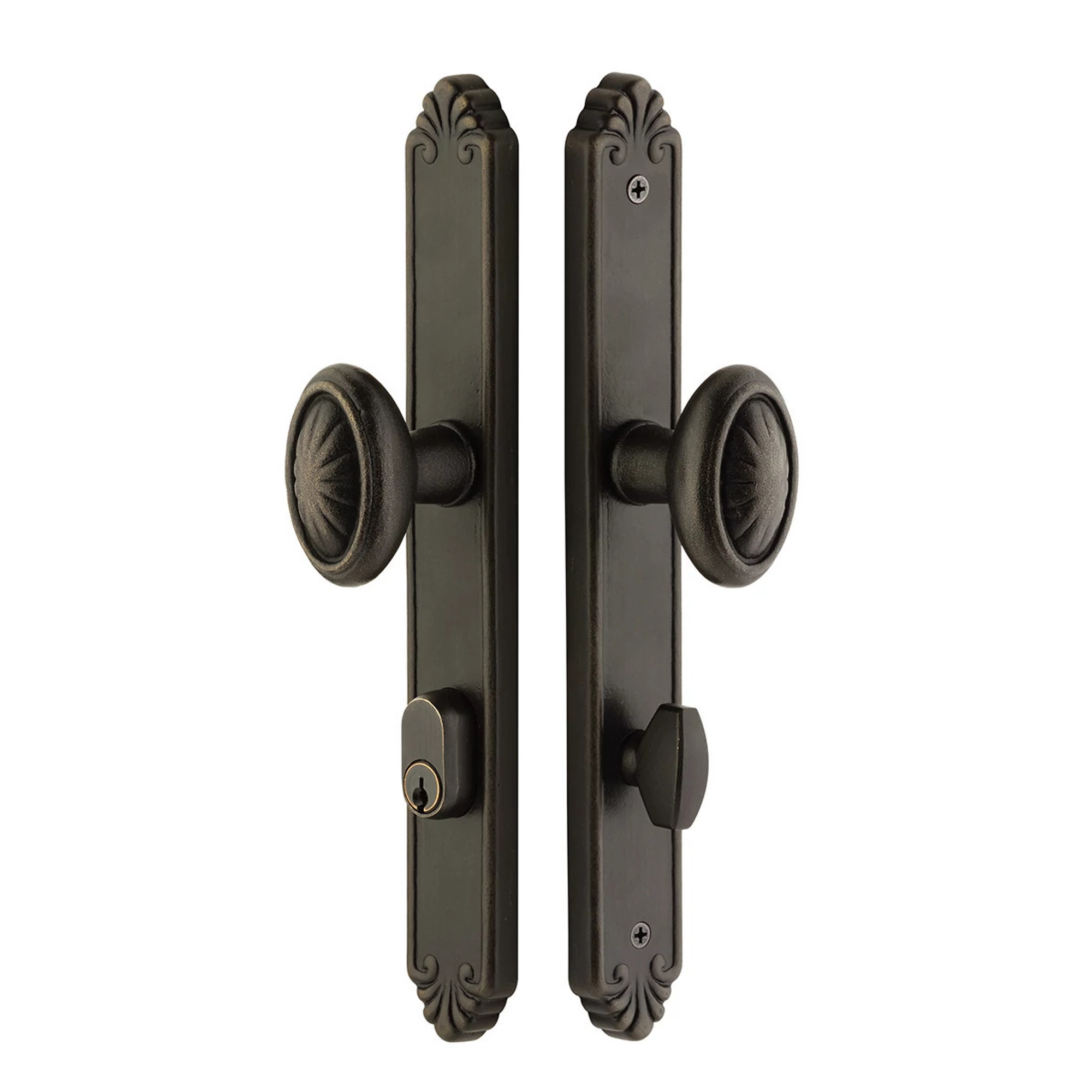 Tuscany Bronze Keyed Stretto 1-1/2" x 11-1/8" Narrow Trim Sideplate Lock
