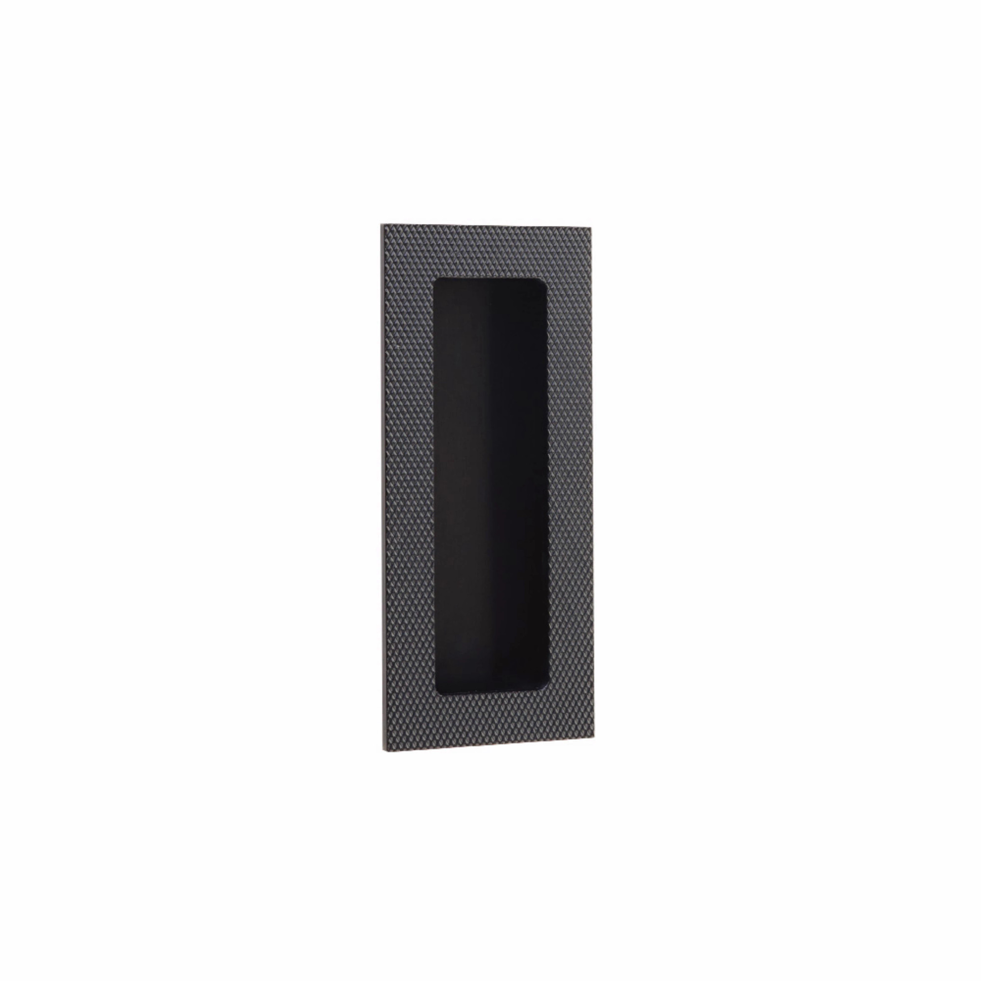Modern Rectangular Knurled Flush Pull with Plain Pocket | Emtek