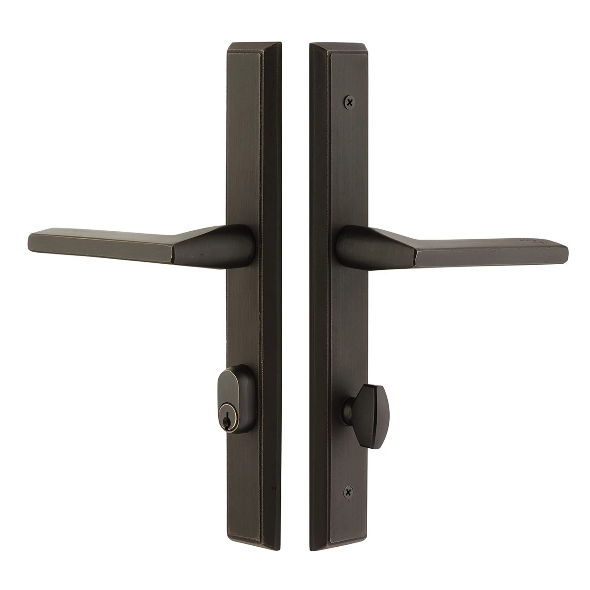 Sandcast Bronze Rectangular Stretto Keyed 11" Overall Narrow Trim Sideplate Lock