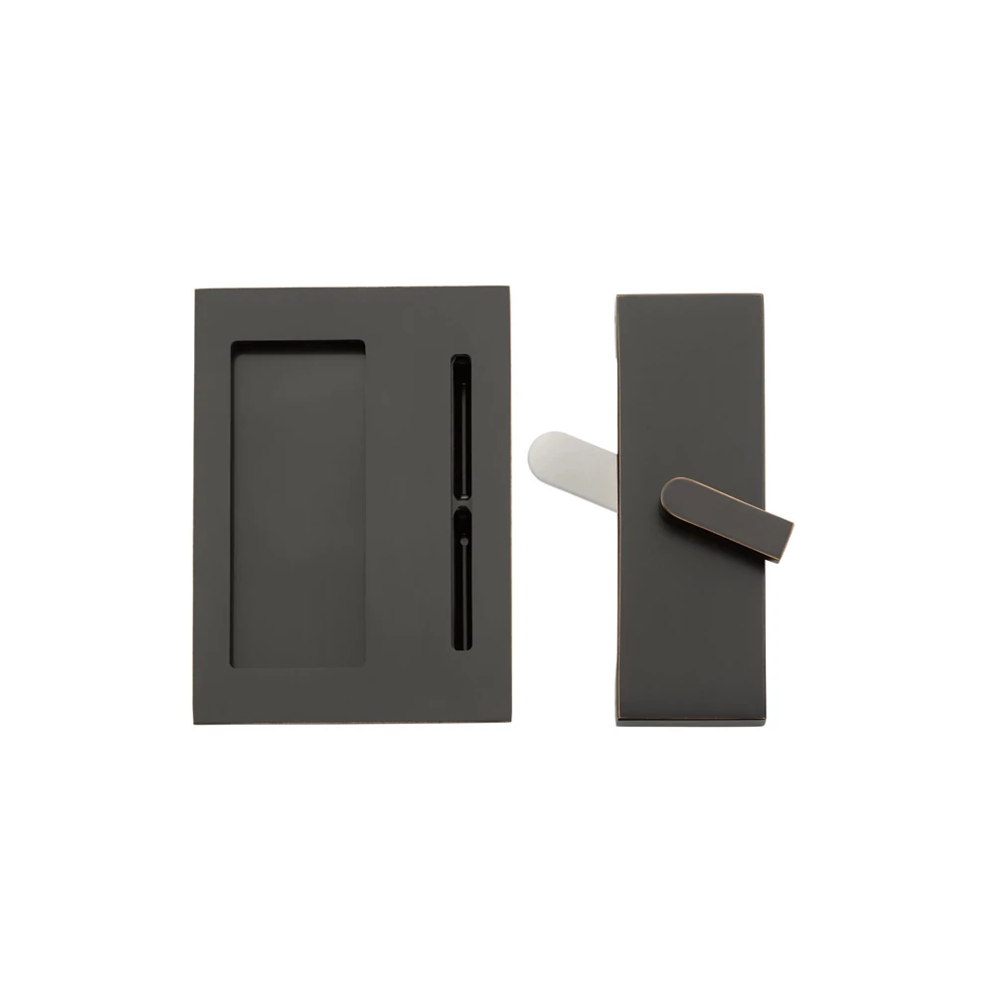 Modern Rectangular Barn Door Privacy Lock with Integrated Strike