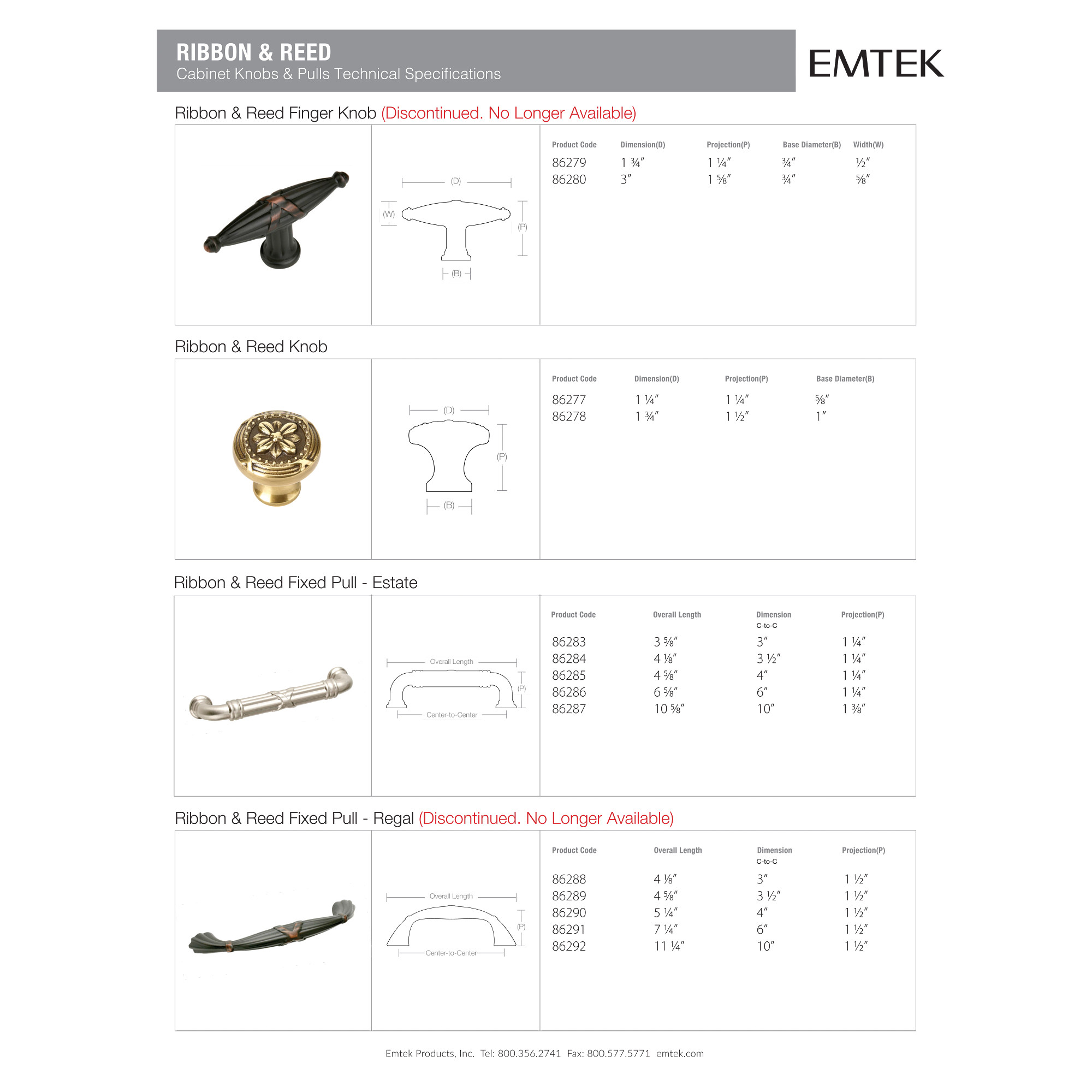 Ribbon & Reed Cabinet Knob | Emtek