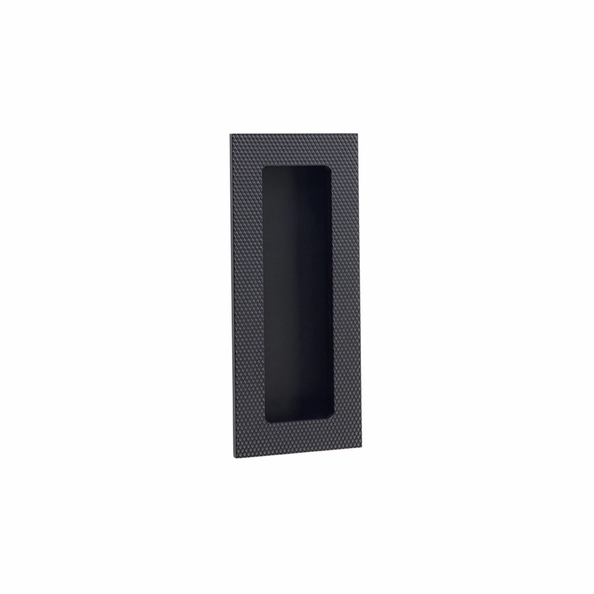 Modern Rectangular Knurled Flush Pull with Plain Pocket | Emtek